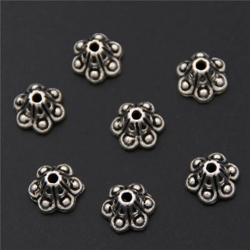 

Цветочная крышка серебристого цвета бусины Подвески украшения, 50 шт., материал для изготовления поделок A2590