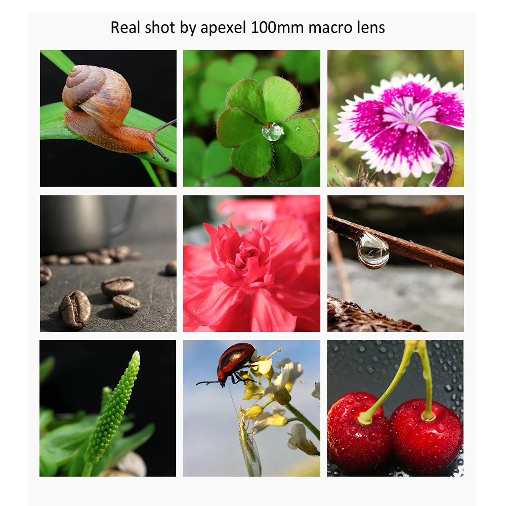 Lente de tel&eacute;fono de c&aacute;mara APEXEL lente macro de 100mm 4 K HD super macro lentes + CPL + filtro de estrella para iPhonex xs max Samsung s9 todo smartphone-2
