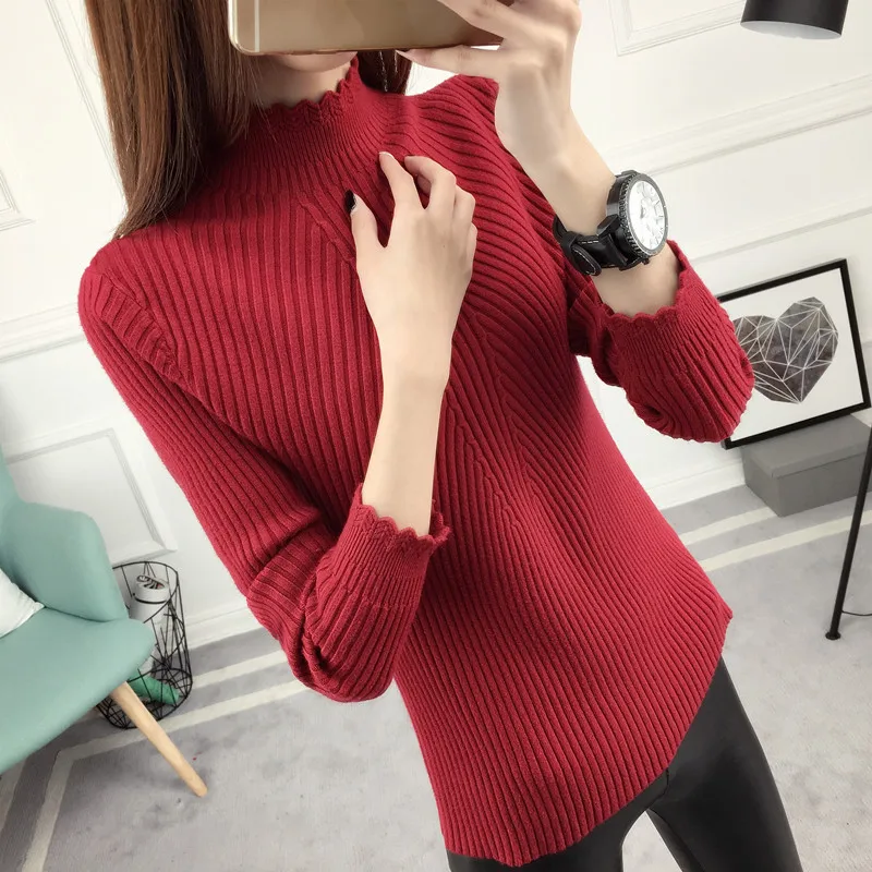 The pullover female short autumn Korean Womens 2016 flounce shirt sleeved sweater slim thickening | Женская одежда