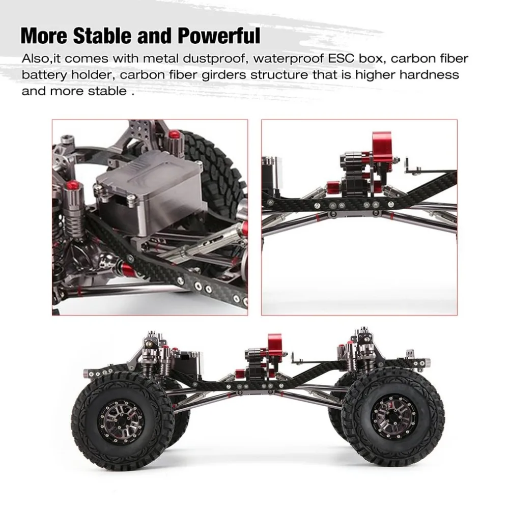 CNC Алюминиевый металлический и карбоновый корпус для RC автомобилей 1/10 осевой SCX10 шасси 313 мм Колесная база автомобиля гусеничный автомобиль части аксессуар