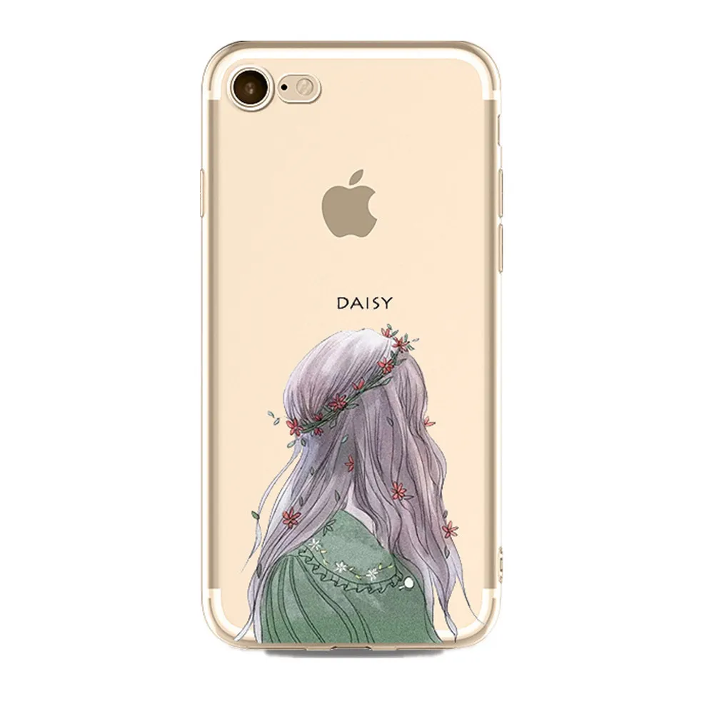 Vaki Для Apple iPhone 6 s 7 Плюс Дело Окрашенные Красивая девушка Мягкий силиконовые ТПУ