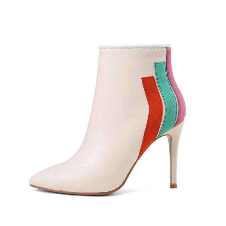 MLJUESE/женские ботильоны из овечьей кожи смешанные цвета в римском стиле на тонком