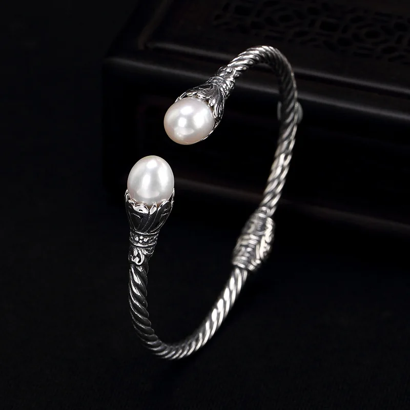

Silver S925 Pure Silver Natural Pearl Retro Personality