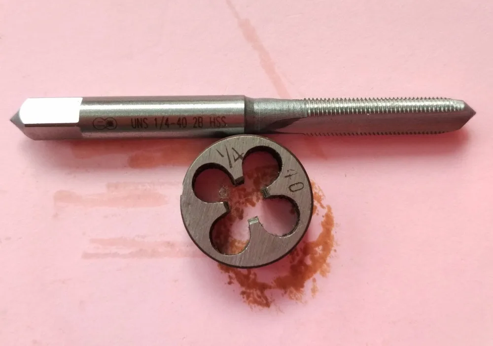 Набор из 1 HSS для правшей и касаний 1/4 &quot 20UNC 24UNS 27UNS 28UNF 32UNEF 36UNS 40UNS|tap set|hand dieright hand die |
