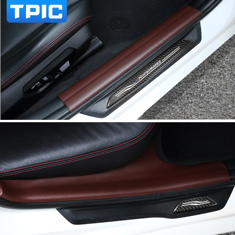 Для BMW F30 2013-2018 3 серии автомобильные пороги из углеродного волокна ПВХ кожаная