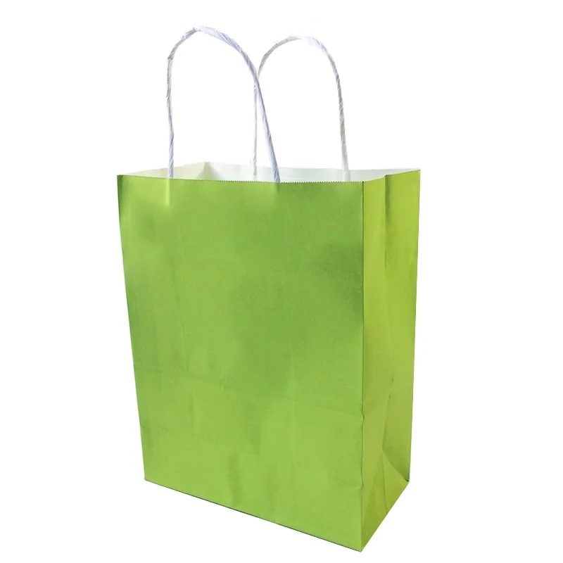 

10pcs/lot Solid Color Paper Bag With Handle 27*21*11cm Colorful Party Recyclable Paper Gift Bags Environmental Protection