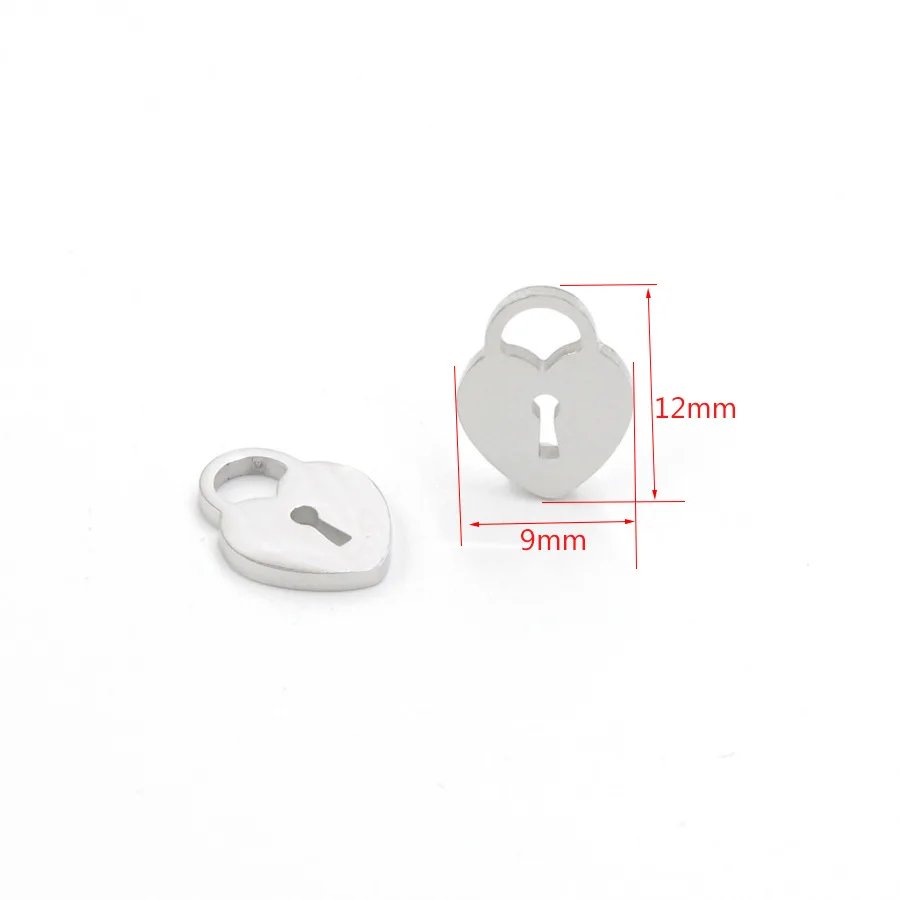 Fnixtar Mirror Polished Stainless Steel 9*12mm Love Heart Lock Pendant Key Charm 6.5*13mm DIY Neckalce 20piece/lot | Украшения и