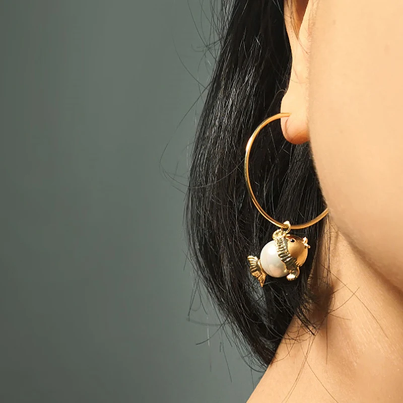 Прозрачный большой обруч золотого цвета Висячие серьги для женщин модные