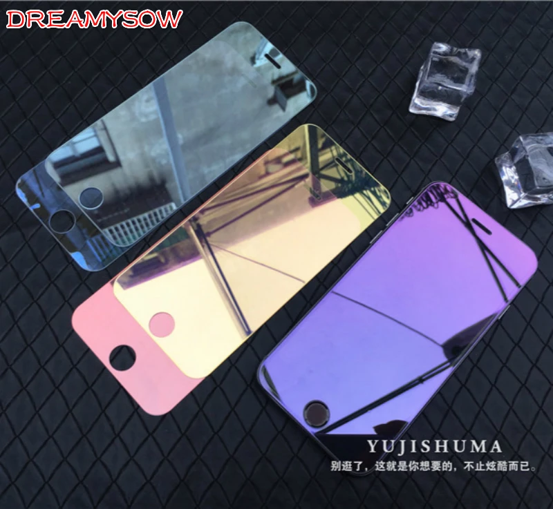 Цветное зеркальное закаленное стекло для iPhone X 8 Plus 7 6 6S 11Pro XS Luxury 9H 2.5D защитная