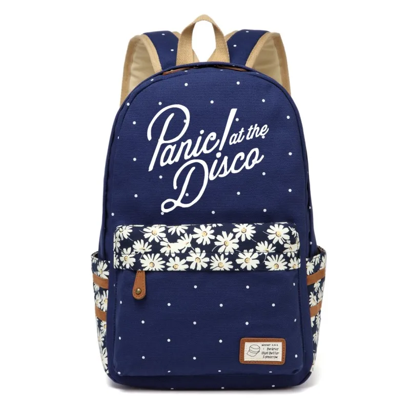 Wishot Panic! At The Disco холщовый мешок цветок рюкзак для девочек женские школьные сумки, сумки на открытом воздухе, дорожная сумка через плечо