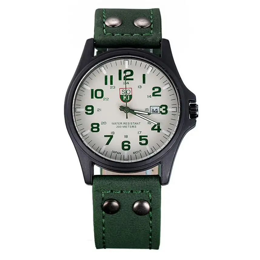 

Men's Fashion Watch Vintage Classic Men's Waterproof Date Leather Strap Sport Quartz Army Watch drop shipping 2018JUL10