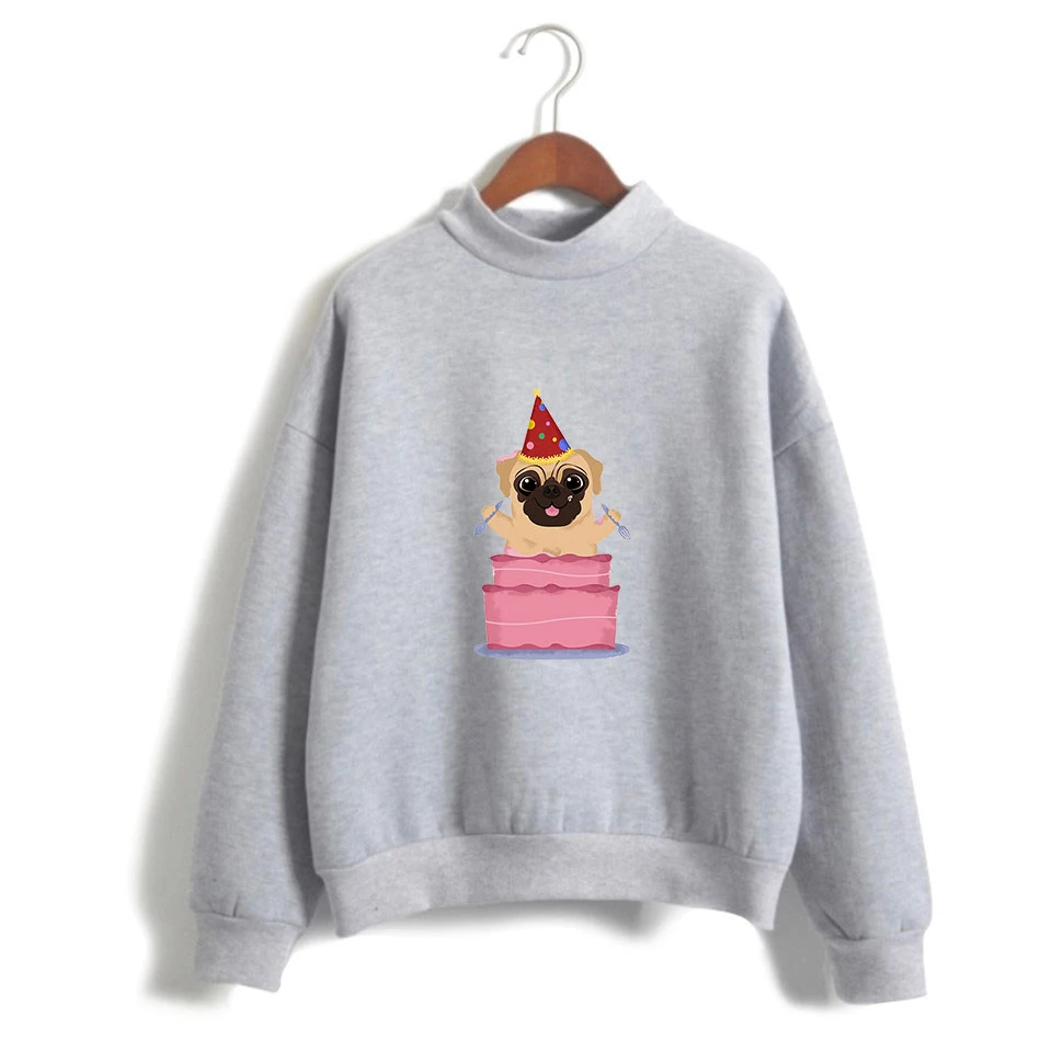 Pug 2D New Clothes Kpop Turtlenecks Sweatshirt Hot Team Korean Highsreet 2019 Ouewear High Quality Pullovers Collar | Женская одежда
