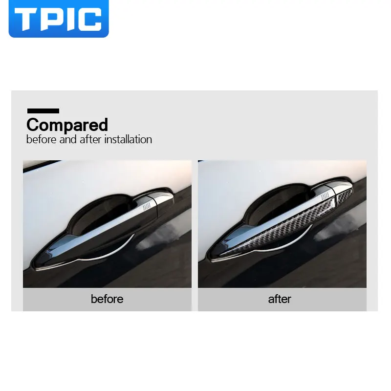 Настоящий углерод волокно дверные ручки стикеры стайлинга автомобилей