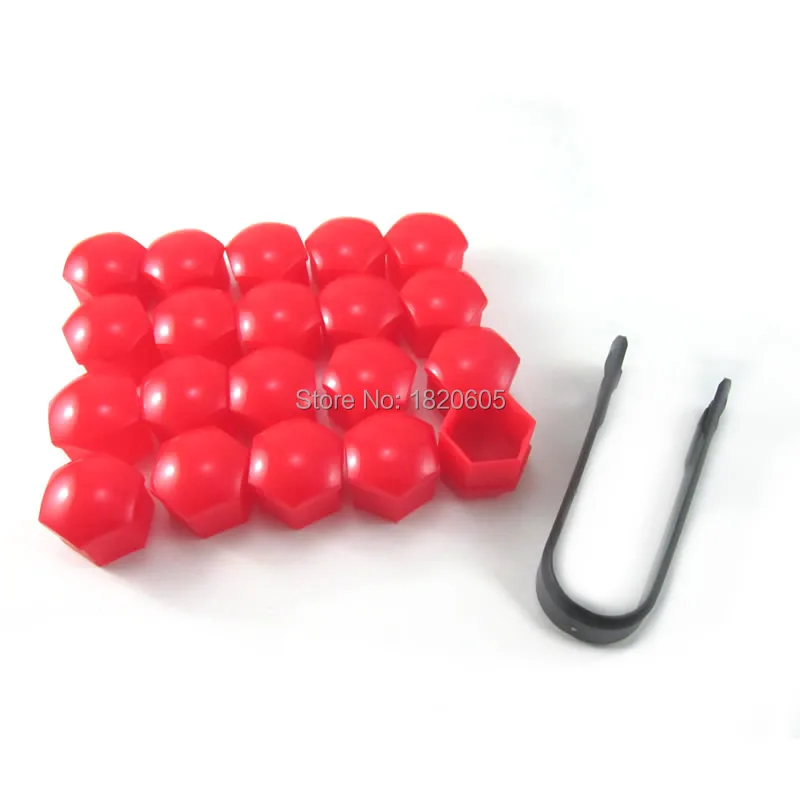 Колпачки с центральной крышкой для наконечников гаек красных колес 20 шт. 17 мм