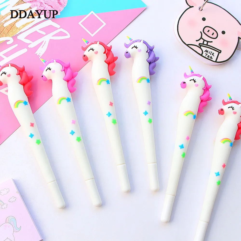 Симпатичные гелевая ручка с единорогом 0 5 мм Kawaii мульти Форма силикагель Пластик