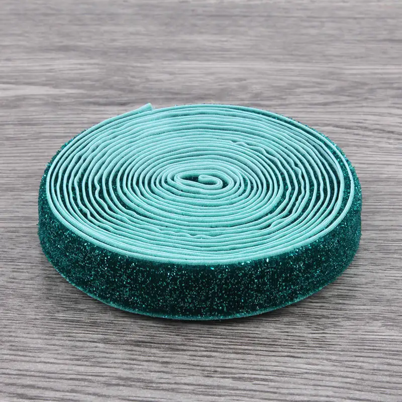 teal 10 ярдов, 5/8 дюймов, Радужные Блестки, складывающиеся на эластичную ленту для детей, аксессуары для волос, эластичные повязки на голову для девочек, галстуки для волос, бант для волос - Цвет: teal