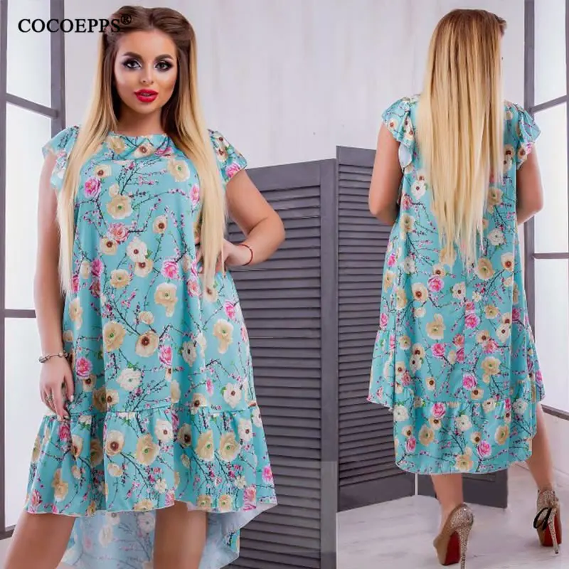 5XL 6XL 2019 летнее женское платье с цветочным принтом большого размера женские