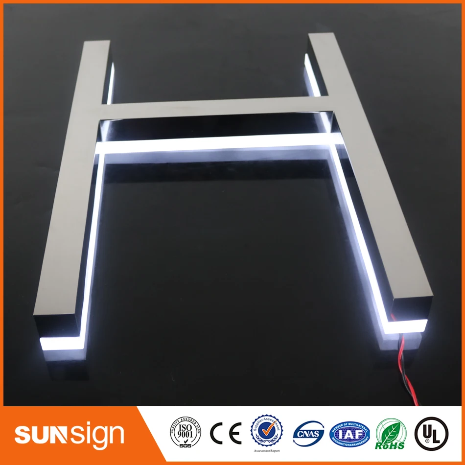 Screen out lighted signage stainless steel backlit letters led channel letter signs