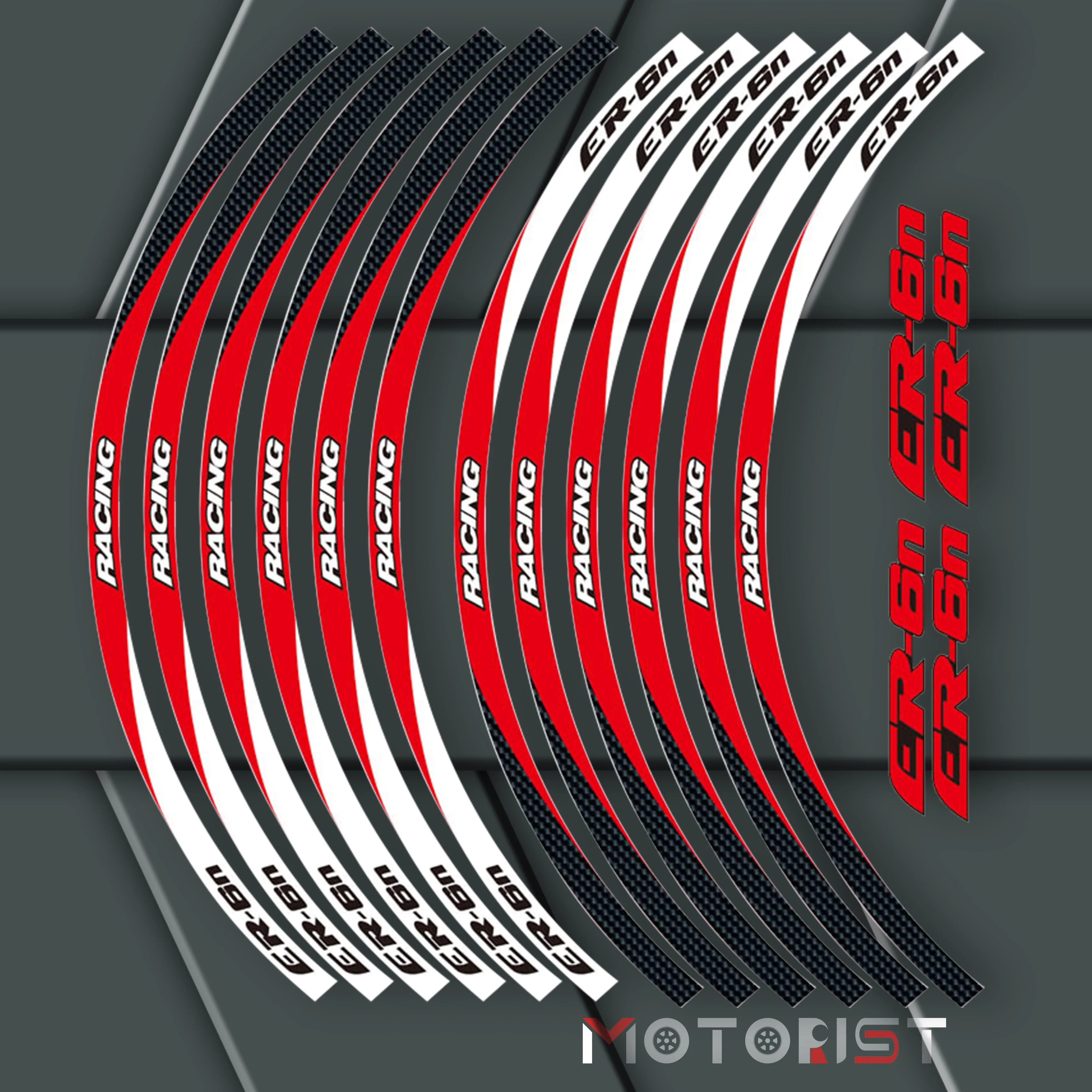 

a set of 12pcs high quality motorcycle wheel decals waterproof Reflective stickers rim stripes For Kawasaki ER-6N