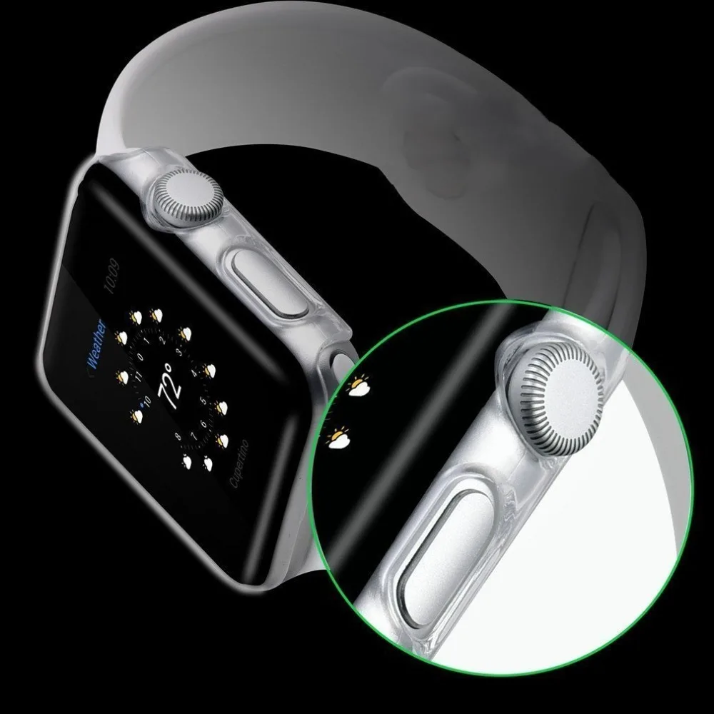 Силиконовый чехол для Apple Watch чехол, 42 мм, 38 мм, для iwatch, версия 3, 2, 1 предмет рамка прозрачный защитный экран Чехол Аксессуары для часов