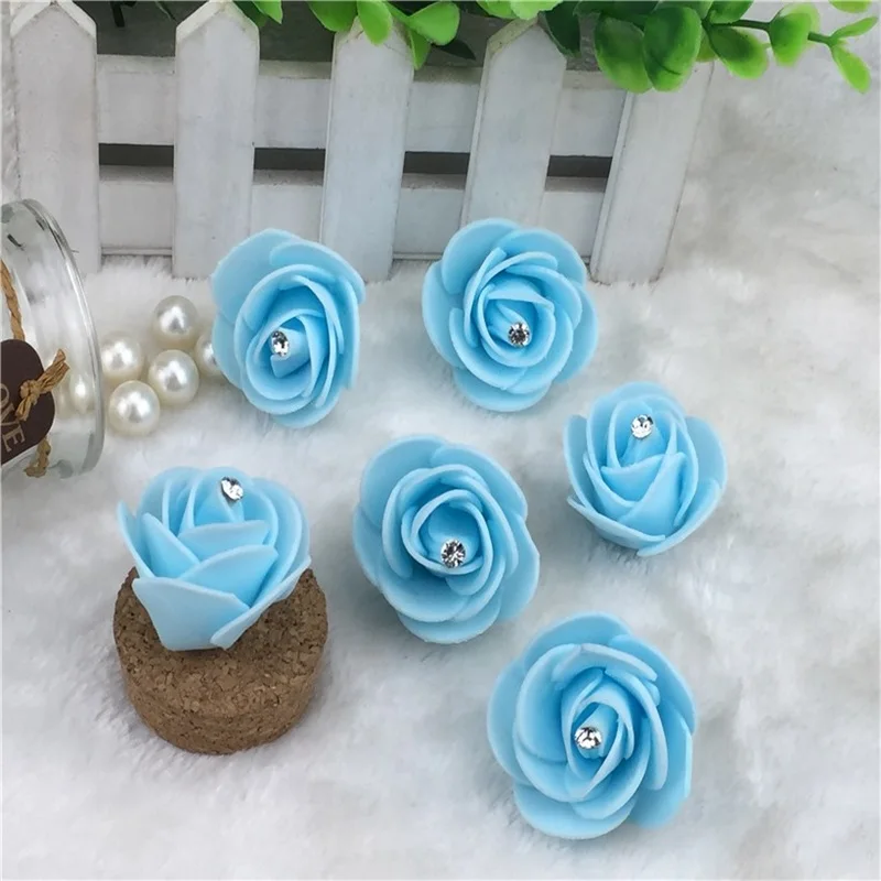 Blue 20 шт./лот, 4 см, Мини, ПЭ пена, розовые цветы, искусственные цветы, ручная работа, сделай сам, свадебные украшения для дома, праздничные и вечерние принадлежности - Цвет: Blue