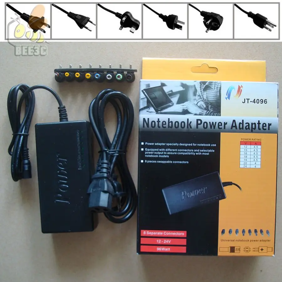 Universal Laptop Charger Notebook Power Adapter External Chargers 96W Adjust Voltage for HP DELL IBM Lenovo EU/US/UK Plug 50pcs |