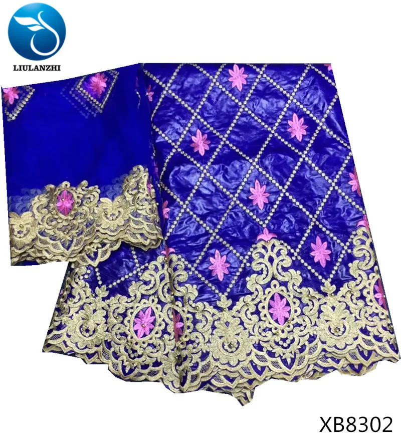 LIULANZHI pink bazin lace fabric 100% cotton african material for nigerian styles with beads hot 7yards/lot XB83 | Дом и сад