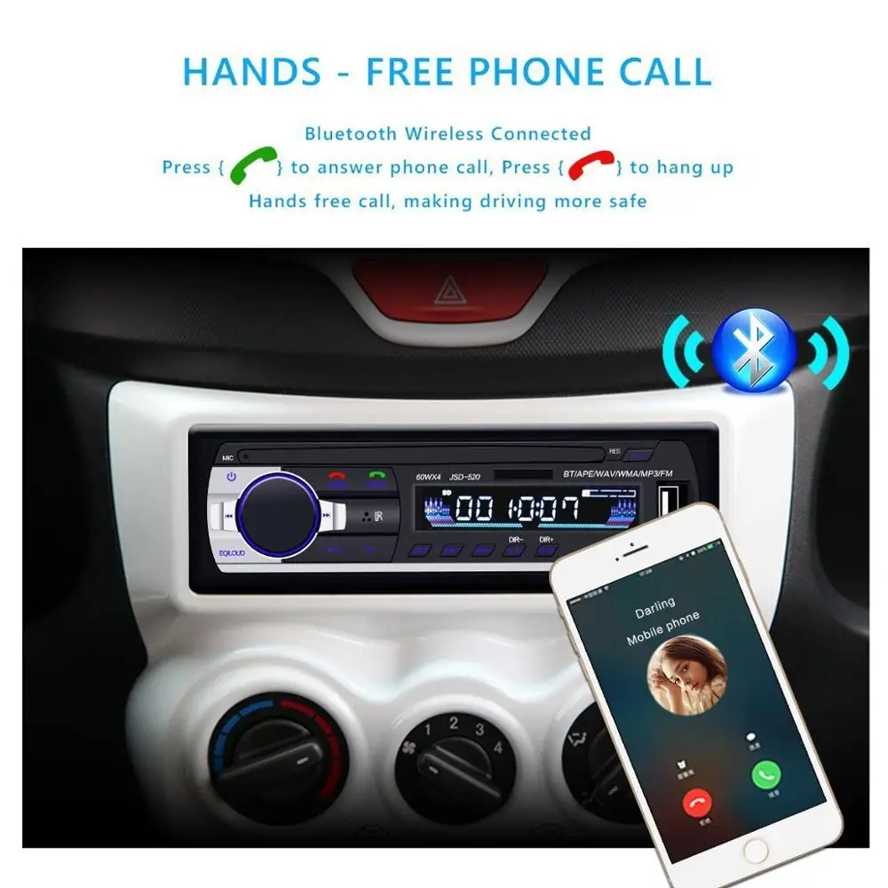 Bluetooth стерео автомобильный сабвуфер радио 1.din hd 12 В в тире USB. Fm Aux вход приемник SD MMC