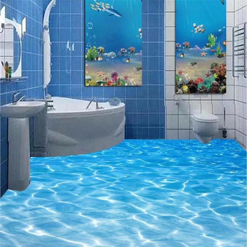 

Free shipping modern custom 3d flooring tile prevent slippery bathroom waterproof self-adhesive PVC wallpaper Beibehang