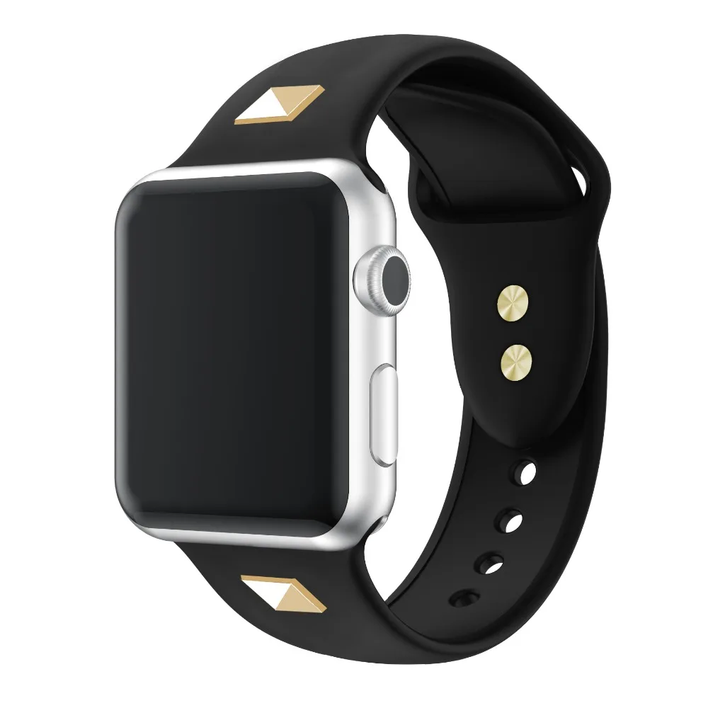 Силиконовый сменный ремешок для часов Apple Watch с заклепками и адаптером Series4 серия 1