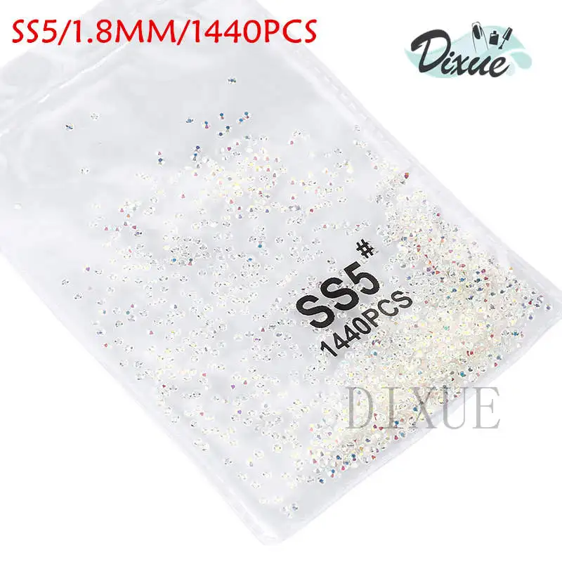 SS3-ss8, 1440 шт, прозрачные Стразы AB gold flack, 3D, без горячей фиксации, плоские с оборота, для украшения ногтей, плоские с оборота Стразы для одежды 073