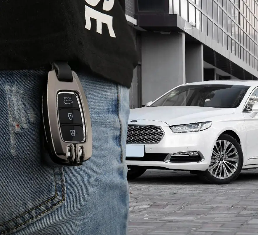 Чехол для автомобильного ключа из цинкового сплава Hyundai Ix35 Solaris Azera Elantra Kona Kauai Accent