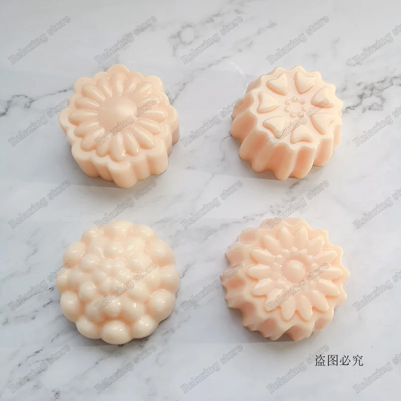 Цветы Силиконовые формы для мыла 4 полости форма пудинга торта круглая ручная