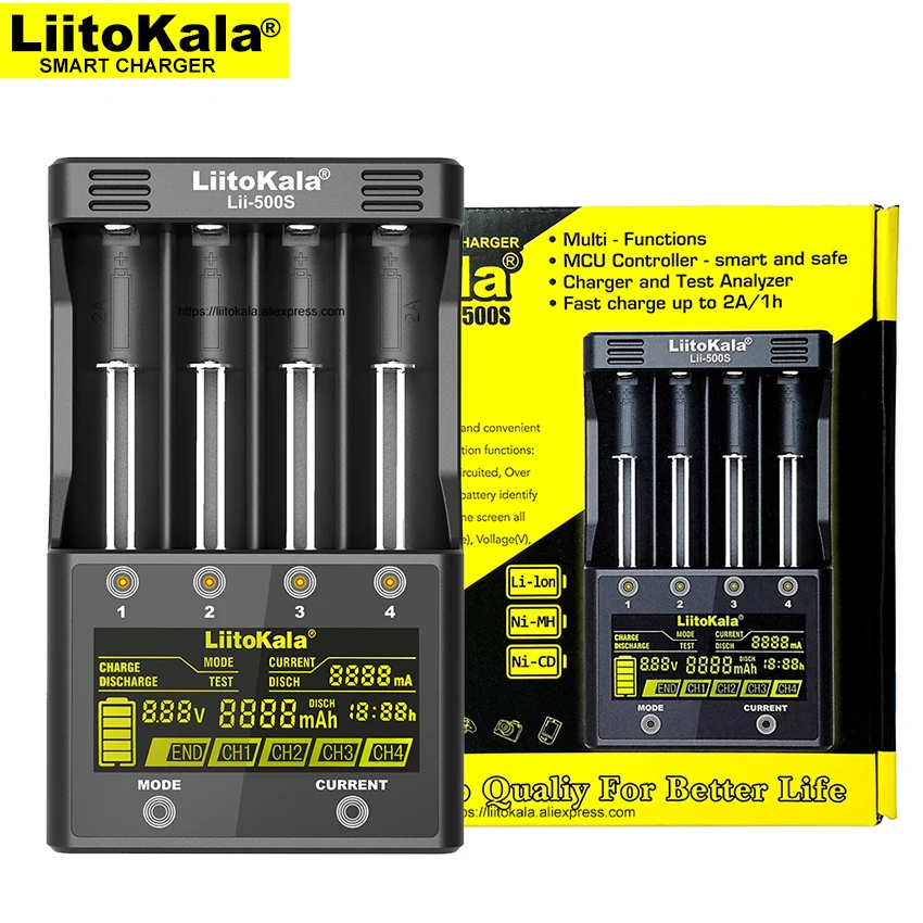 Зарядное устройство Liitokala для аккумуляторов 18650 зарядное с ЖК дисплеем 3 7 В 18350 26650