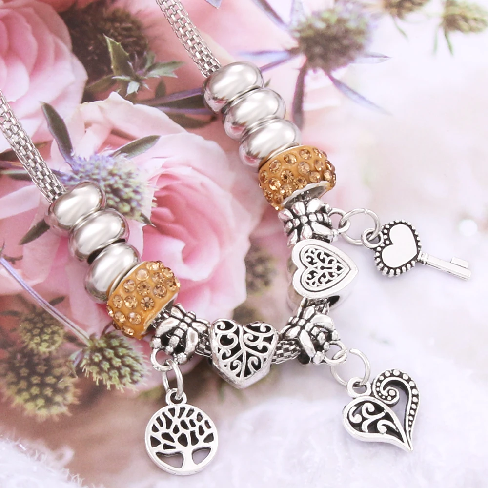 Цепочка с подвеской в виде сердца и дерева 6 цветов |