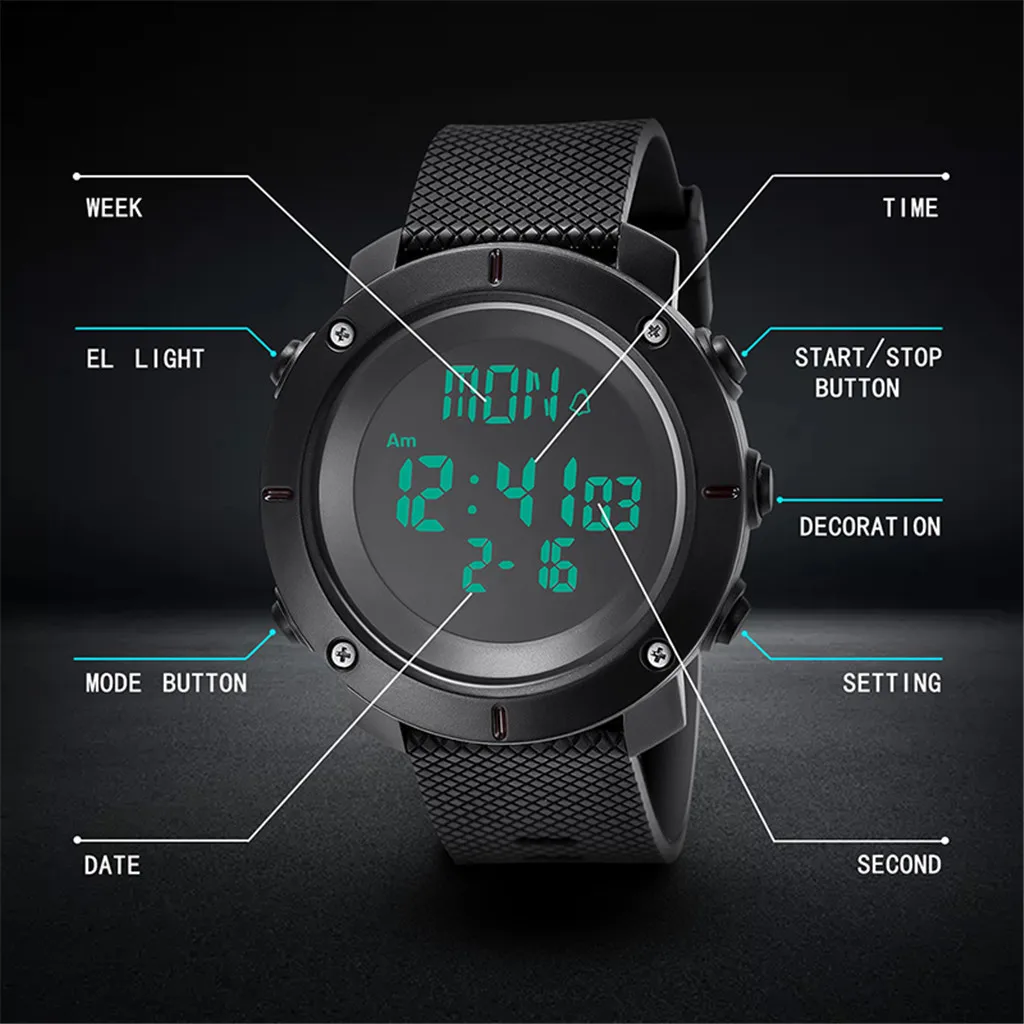 Часы наручные KAK Мужские Цифровые спортивные водонепроницаемые Geneva с шагомером 30
