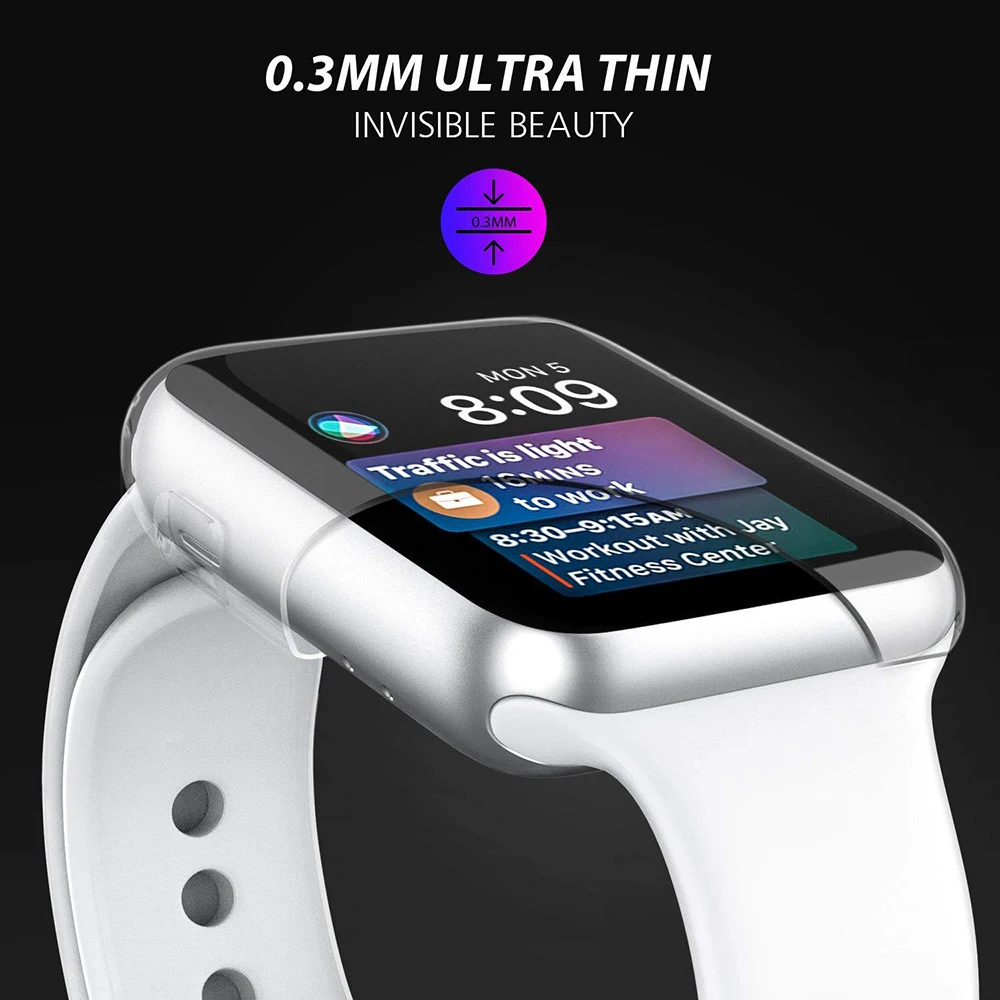 Чехол Ascromy для Apple Watch Series 4 силиконовый мягкий защитный чехол с полным покрытием