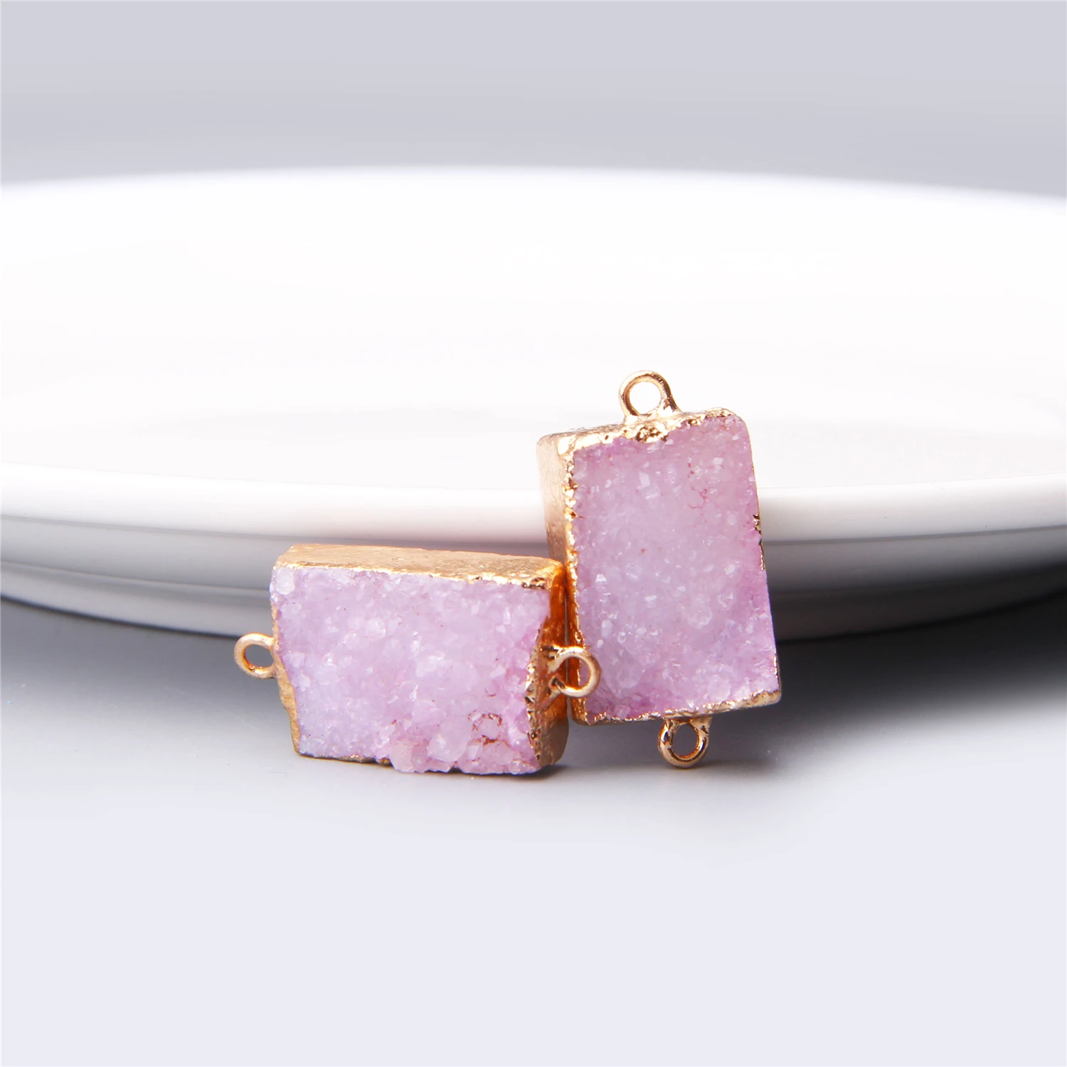 Натуральный розовый кулон agates Druzy маятник разъемы Цепочки и ожерелья Позолоченные ювелирные изделия в залог необработанные друзы ожерелье из каменных подвесок браслет поиска