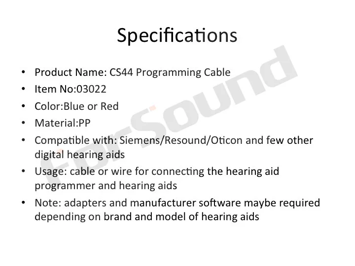 Цифровой слуховой аппарат CS44 программируемый кабель для Siemens, Resound и Oticon BTE слуховые аппараты