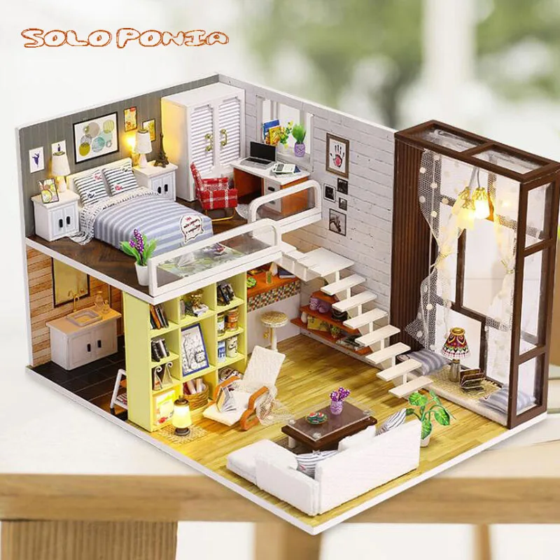 DIY Wooden House Miniaturas with Furniture Miniature Dollhouse Toys for Children Christmas and Birthday Gifts | Игрушки и хобби