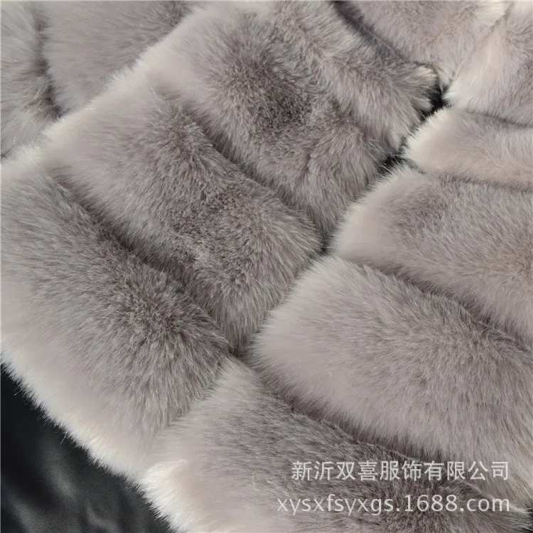 light gray Новое зимнее пальто женская шуба из искусственного лисьего меха высококачественное меховое пальто из искусственного меха и Женское пальто размера плюс S-3XL верхняя одежда с длинным рукавом - Цвет: light gray