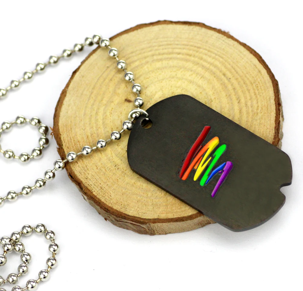 Черная геев гордыня радужная жвачка ЛГБТ и лесбиянок ожерелье|dog tag|lesbian pridenecklace