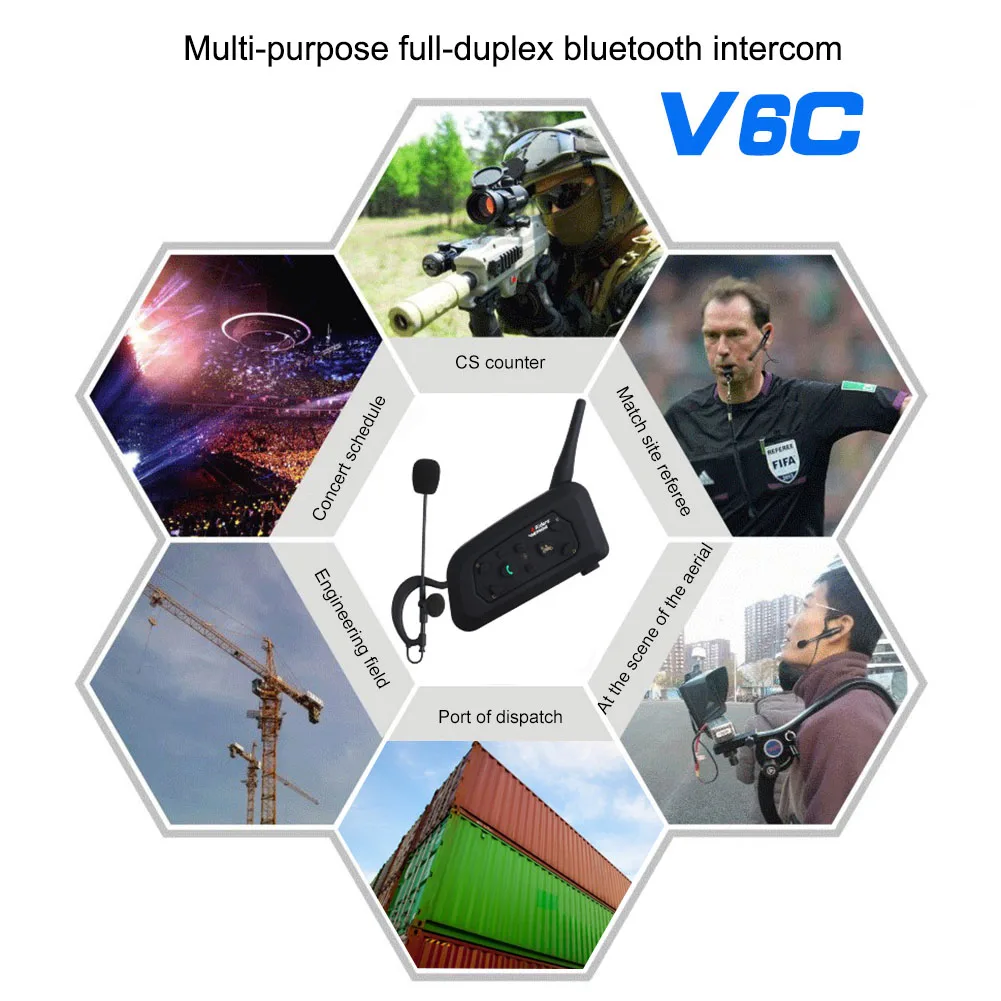 VNETPHONE V6C футбольный рефери Интерком полный дуплекс 1200 м гарнитура беспроводной