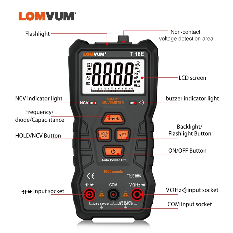 Интеллектуальный мультиметр LOMVUM цифровой высокоточный Мультифункциональный