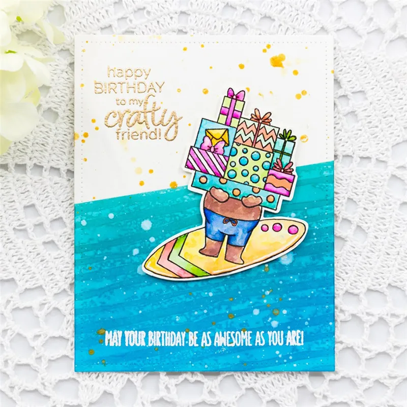 Naifumodo Bear Gifts Stamps and Dies for DIY Scrapbooking Animals Ballon Card Making Metal Cutting Clear Stamp New 2019 | Дом и сад