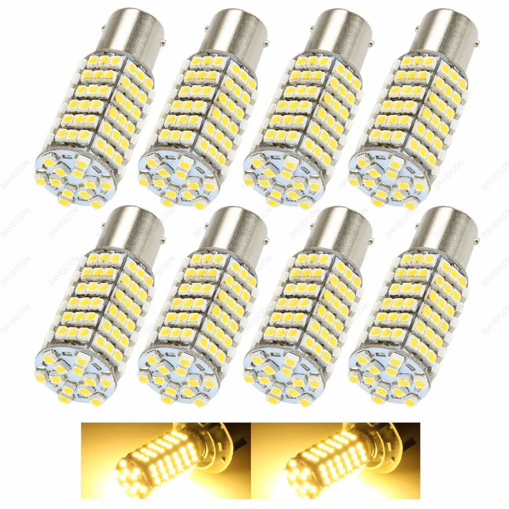 

1156 BA15S 3528 102-SMD RV трейлер резервного сигнала поворота 1073 1141 (4 шт.) (теплый белый)