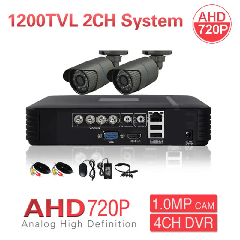 Система видеонаблюдения 2 канала AHD 720P 1200TVL|kit kits|kits video surveillancekit mobile |