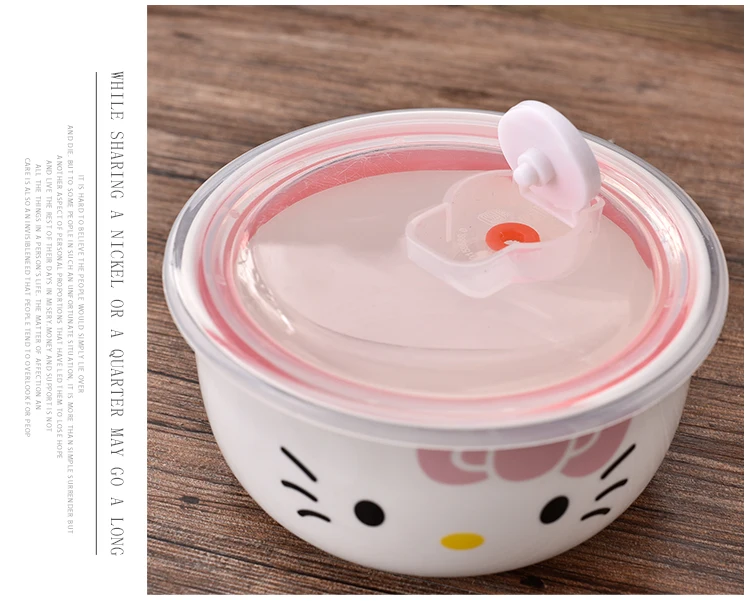 Рисунок «Hello Kitty» коробка 4 шт./компл. Портативный Керамика Коробки для обедов с изоляционные мешки термос для Еда детская Коробки для обедов Еда контейнер для хранения