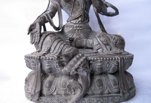 Быстрая доставка USPS к США S0655 Тибет Чистая бронза Медь падма Зеленая Тара Кван-инь