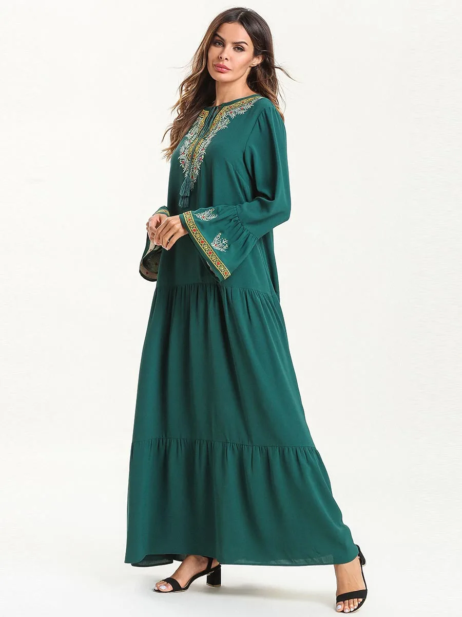 Вышивка мусульманская abaya Арабская Мода mAh халаты syari длинные мусульманские